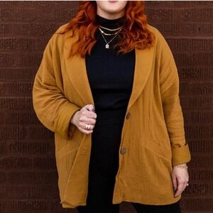 NEW Vada Winter x Maverick Adams gauze muslin blazer Size 3X mustard yellow boho
